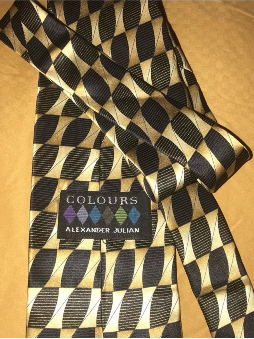 Alexander Julian Gold and Black Geometric Tie